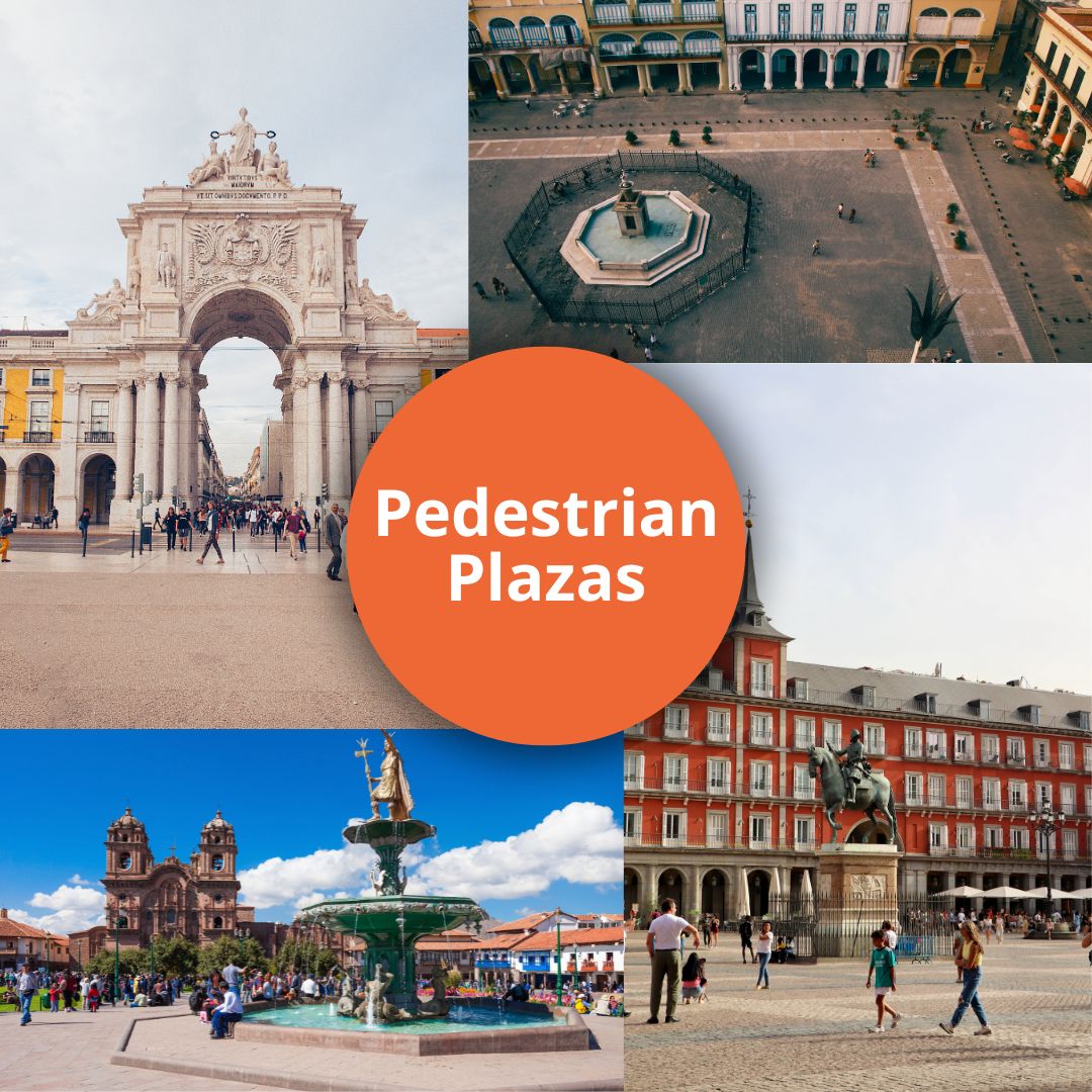 a collection of pedestrian plazas for better urban planning.