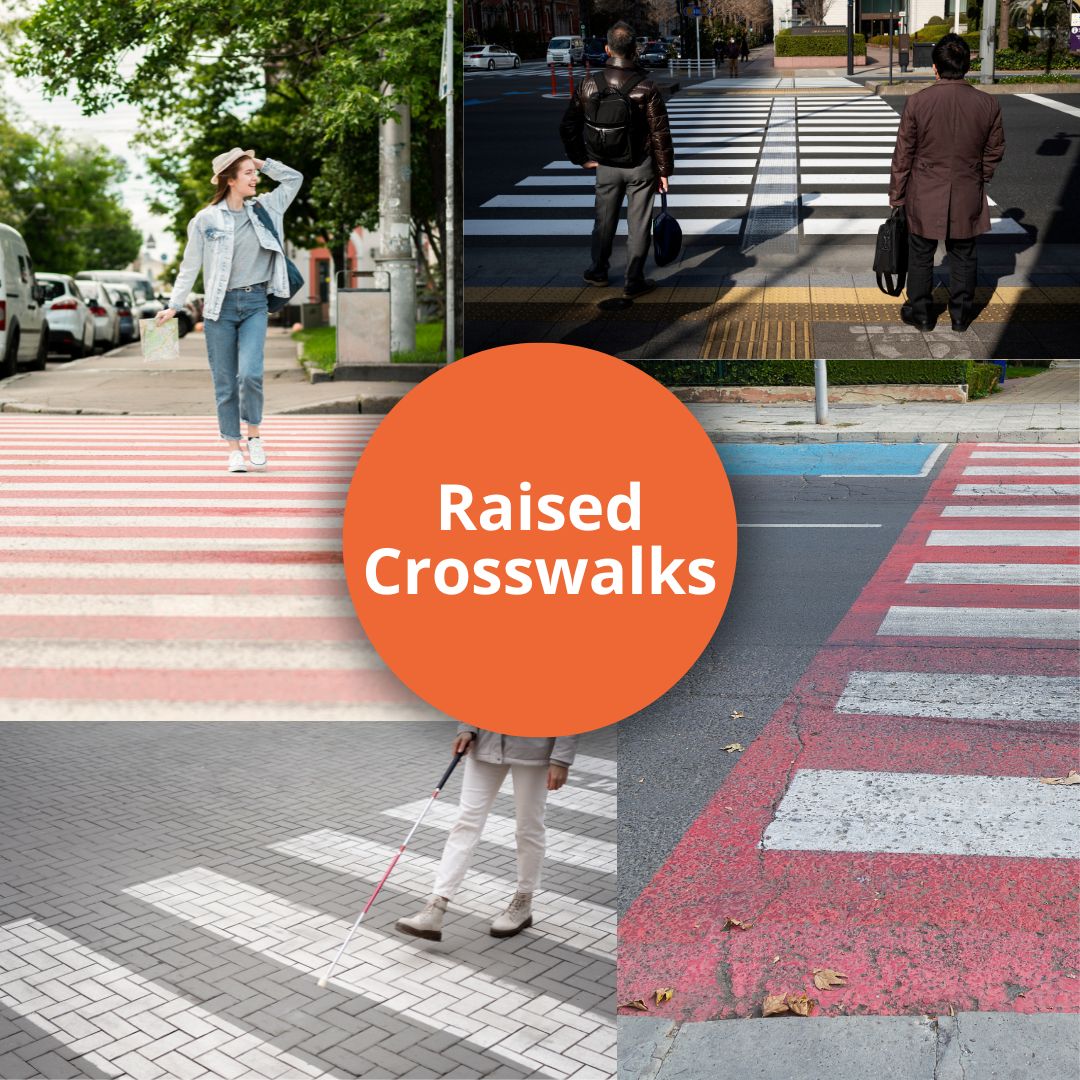 a collection of raised crosswalks for pedestrian safety